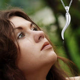 Sterling Silver Horn Amulet Urn Necklace Memorial Jewelry Cremation Urns Pendant Necklace for ashes