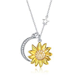  Silver Moon Star Sunflower Necklace