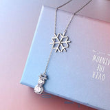 925 Sterling Silver CZ Snowflake Cute Snowman Y-Shaped Lariat Necklace for Women Girls,20