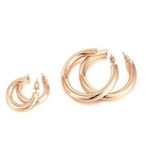14K Gold Colored Lightweight Chunky Open Hoops | Gold Hoop Earrings for Women 30mm
