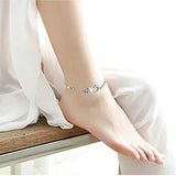 S925 Sterling Silver Foot Charm Jewelry Adjustable Anklet Large Link Bracelet Gift for Women Girls 9+1 inches