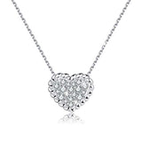 Sterling Silver White Gold-Plated Love Knot Heart Pendant Necklace,18 Inches