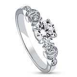 Rhodium Plated Sterling Silver Cubic Zirconia CZ Star Crescent Moon Promise Ring
