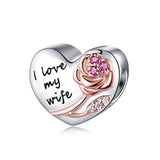Heart Love with 3D Rose Flower Charms 