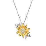  Silver Sunflower Pendant Necklace 