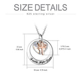Two-Tone Sterling Silver and Rose Gold-Faith Hope Love Cross  Pendant Necklace with Swarovski Crystal