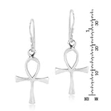 Egyptian Ankh Symbol of Life Cross 925 Sterling Silver Dangle Drop Earrings