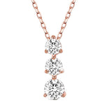 Round Crystal Dangle Necklace for Women 925 Sterling Silver Necklace with Three Round AAA Zircons Pendants