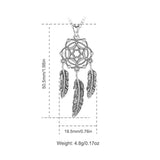 S925 Sterling Silver Dreamcatcher-Feather Necklace Pendant For Women