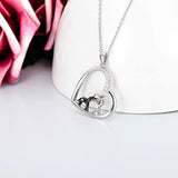 Dog and Girl Pendant Necklace Sterling Silver Dog Necklace Gifts for Women in Memory of Dog