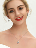 Eye Necklace Earrings Sterling Silver  Dancing Diamond Pendant Cubic Zirconia Jewelry