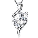 Silver Double Love Heart  Infinity Pendant Necklace