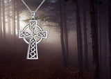 Celtic Knot Cross Necklace for Men 925 Sterling Silver Polished Irish Celtic Jewelry
