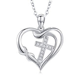 Silver Cross Necklace Love Heart Infinity Pendant Necklace 