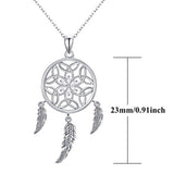 Dream Catcher Necklaces, 925 Sterling Silver Flower Dream Catchers Pendant Necklaces Jewelry