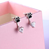 Sterling Silver Puppy paw Stud Earrings  Animal Stud Earrings for Women Girlfriend Daughter Gift