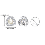925 Sterling Silver CZ 4MM Pearl Cultured Pearl Triangle Stud Earrings for Prom or Bridal