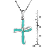 Infinity Twist Cross Turquoise 925 Sterling Silver Pendant Necklace