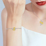 Sunflower Bracelet Jewelry Gifts for Women  925 Sterling Silver Sunflower Sunshine Wrist Link Bracelet for Birthday Christmas Mother’s Day Valentines