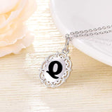 Initial Letters Necklace Sterling Silver Personalized Name Disc Charm Alphabet Letters Pendant Necklace for women girls
