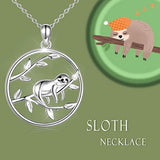 S925 Sterling Silver Sloth Necklace Animal Sloth Lovers Gifts Jewelry for Women