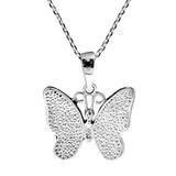 Soul Butterfly White Mother of Pearl 925 Sterling Silver Pendant Necklace