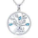 Mother and Child Lovely Elephant Tree of Life Round Pendant
