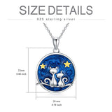 Cat Necklace 925 Sterling Silver Double Cute Cat Pendant Star Blue Sky Jewelry Cat Gifts for Women