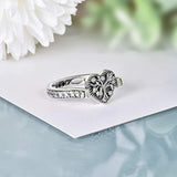 925 Sterling Silver Tree of Life Heart Shape Ring for Women Band Rings That Hold Pictures for Mom Grandma Wife