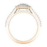 0.60 Carat (ctw) Round White Diamond Ladies Split Shank Engagement Halo Bridal Ring, 14K Gold