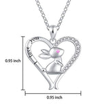 925 Sterling Silver Bunny Rabbit Necklace Cute Animal  I Love You Pendant Necklace Jewelry for Mom Women Girlfriend