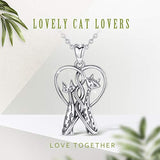 Cat Necklace for Women and Girls 925 Sterling Silver Lovely Cat Lovers Pendant