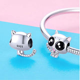 Baby Cat Charms 925 Sterling Silver Love Animals Pets Bead  Charm with Cubic Zirconia Charms