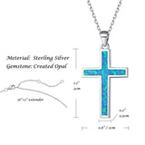 925 Sterling Silver Pendant Necklace Blue Created Opal Danity October Birthstone Fine Jewelry for Women Girls16
