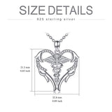 Sterling Silver Caduceus Angel Wings Pendant Love Heart Nurse Necklace for Doctor MD Themed Nursing Graduation Gifts Women