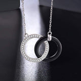 Tow Interlocking Circles Necklace Mother Daughter Necklace Jewelry Infinity Sterling Silver Ceramics Pendant for Mother's Day Love Gifts for Women