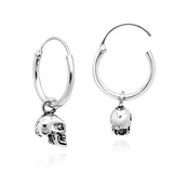 925 Sterling Silver Skull  Hoop Earrings For Women