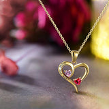 I Love You Mom Necklace CZ Love Heart Pendant 925 Sterling Silver Necklace Pendant 5A Cubic Zirconia Pendant with Necklaces for Women