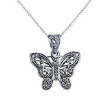  Silver  Butterfly Pendant Necklace
