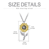 925 Sterling Silver Sunflower Necklace with 100 Languages I Love You Stone Pendant for Women
