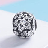 925 Sterling Silver Shining Star Dazzling CZ Bead Charm for Women Snake Bracelet Charm