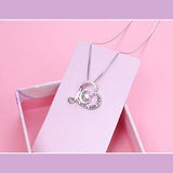 925 Sterling Silver Moon And Star Love Heart Pendant Necklace Gift for Women Girls Mum