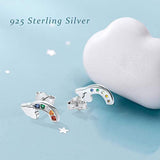 Rainbow Earrings 925 Sterling Silver Cloud Earrings Cubic Colorful Zirconia Rainbow Stud Earrings for Women Hypoallergenic Earrings Gifts