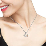 925 Sterling Silver Initial Letter pendant Necklace for Women Cursive Script Name Pendant Jewelry Gift Gift (Letter U)