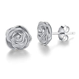925 Sterling Silver Rose Stud Earrings Hypoallergenic Flower Earrings Jewelry For Women And Girls