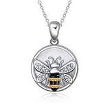 Silver White Shell with Bee Pendant Necklace