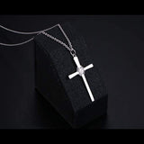 Easter Gifts Women Mens Cross Necklace 925 Sterling Silver Unisex Crufix Necklaces with Strong 24 Inches Long Chain Jewelry