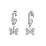  Silver Gold Plated  butterfly Hoop Earrings 