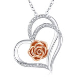 Wholesale Double Heart with Flower Necklace