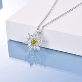 Daisy Pendant S925 Sterling Silver Flower Crystal Chrysanthemum Necklace Jewelry for Women Girls Gifts